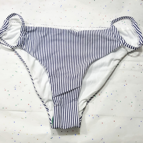 Navy White Pinstriped Bikini Swimsuit - Picture 8 of 8